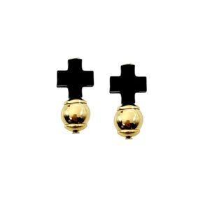 Enewton Signature Black Cross Gold Stud Earrings
